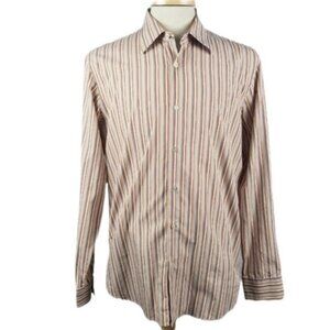 Hugo Boss 16 1/2 x 35/36 Multi Color Striped Cotton Mens Dress Shirt